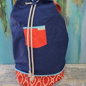 Spartina 449 Large Drawstring Beach Tote Bag Backpack.